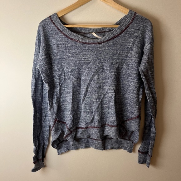FreePeople blue crop sweater. EUC. Wrinkly from my closet. - Picture 2 of 2